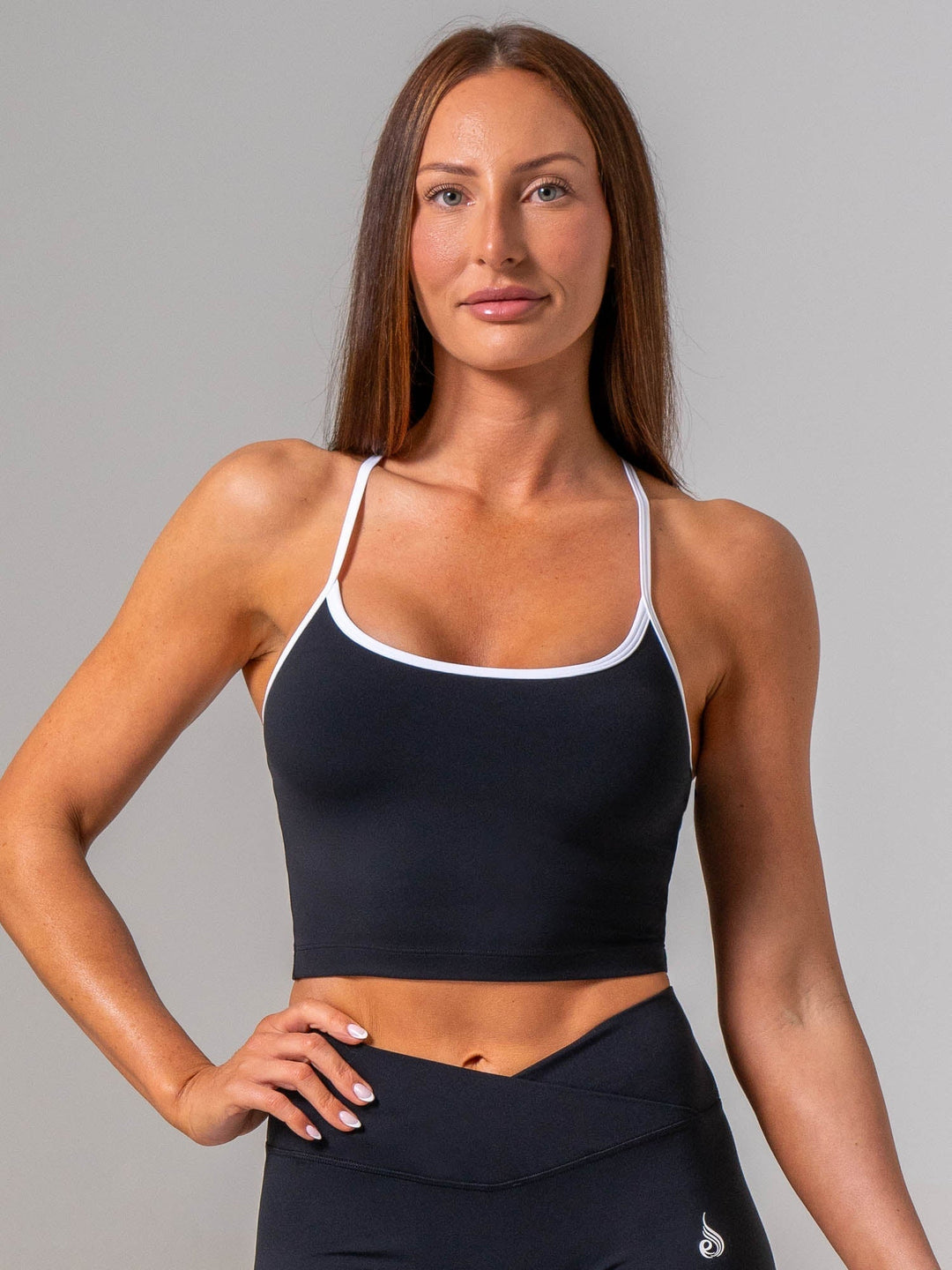 NKD Contrast Shelf Bra Tank - Black Clothing Ryderwear 