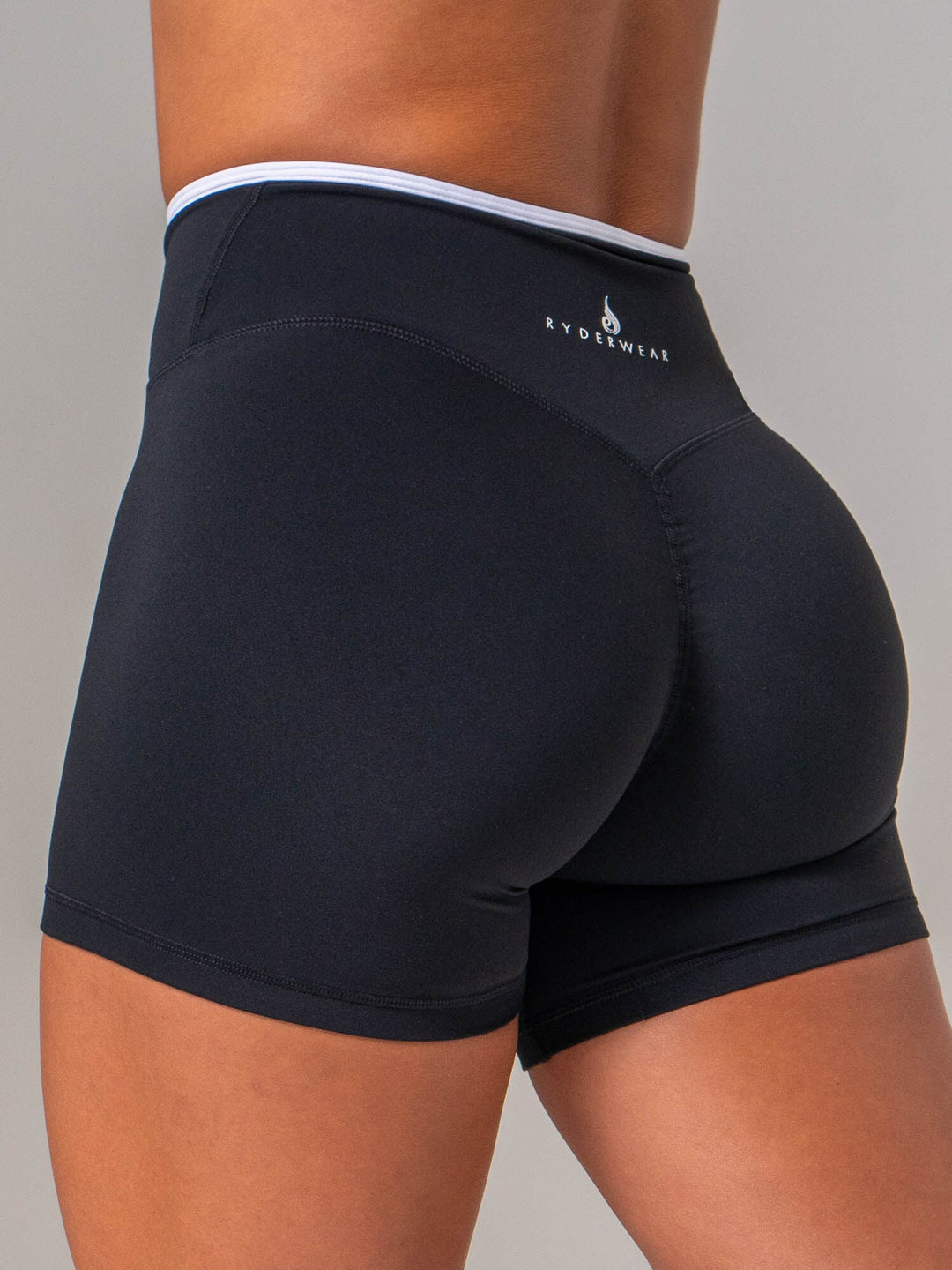 NKD Cross Over Contrast Invisible Scrunch Shorts - Black/white Clothing Ryderwear 