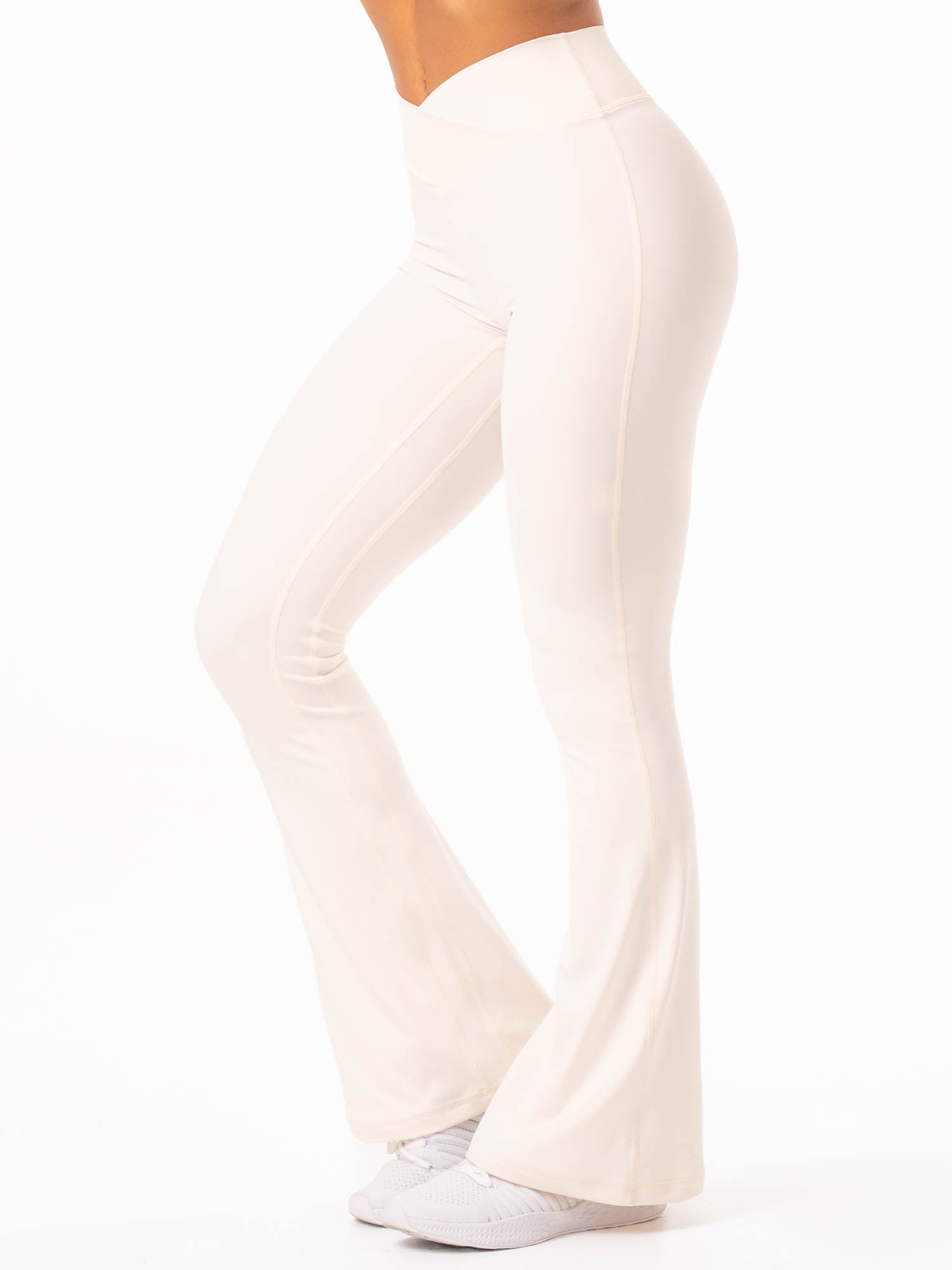 NKD Cross Waist Flared Leggings - Off White - Ryderwear