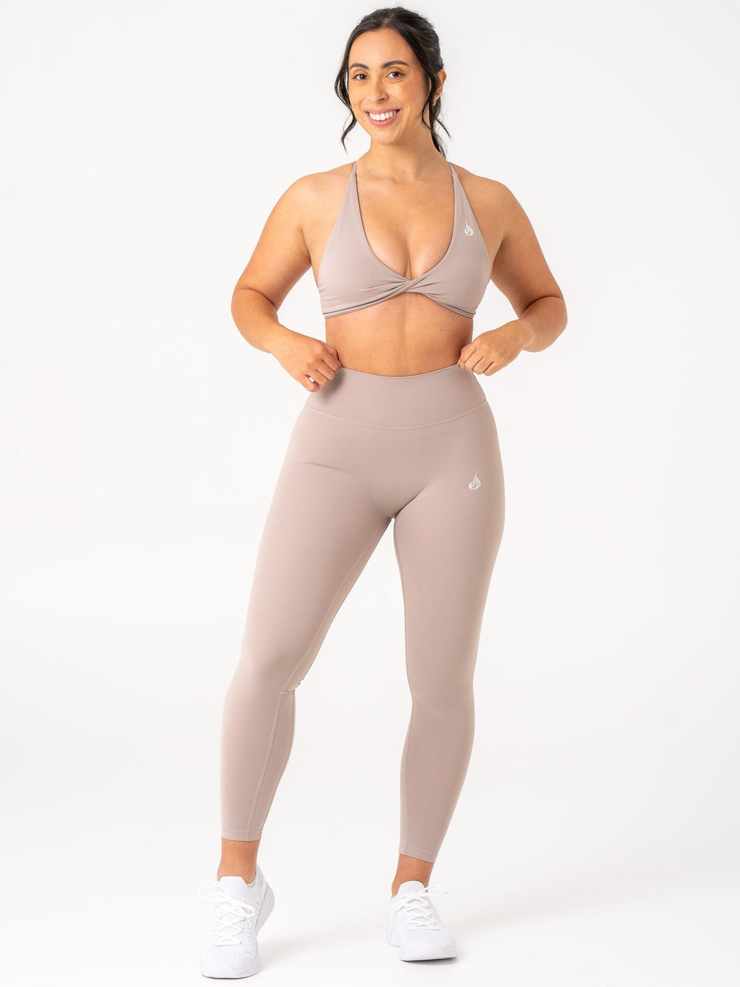 NKD High Waisted Leggings - Taupe Clothing Ryderwear 