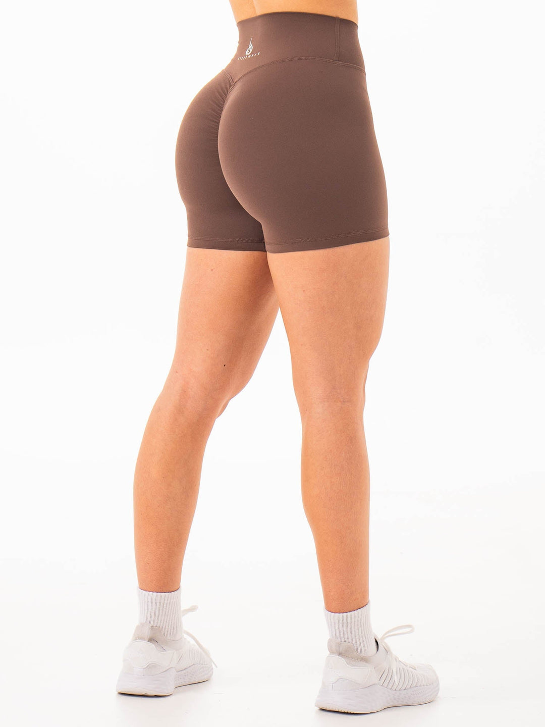 NKD High Waisted Scrunch Shorts - Chocolate Clothing Ryderwear 