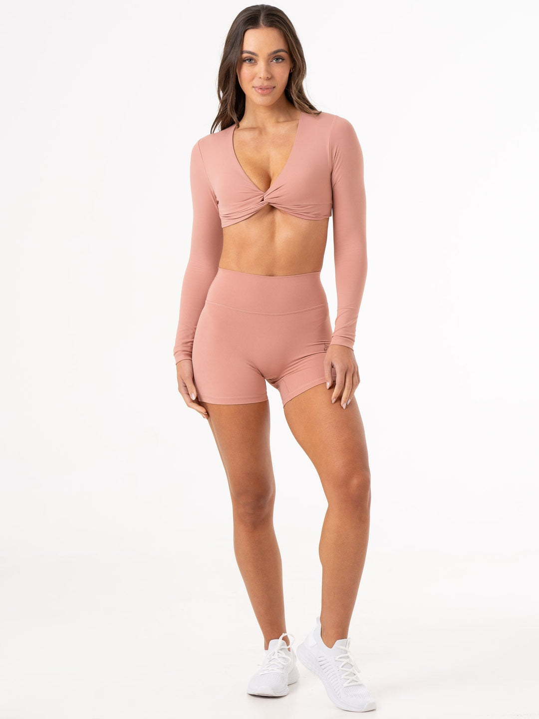 NKD Knot Long Sleeve Top - Dusty Pink Clothing Ryderwear 