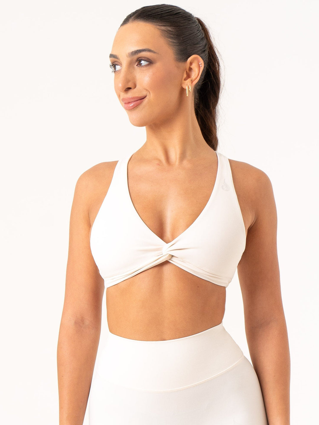 NKD Knot Sports Bra Off White Ryderwear