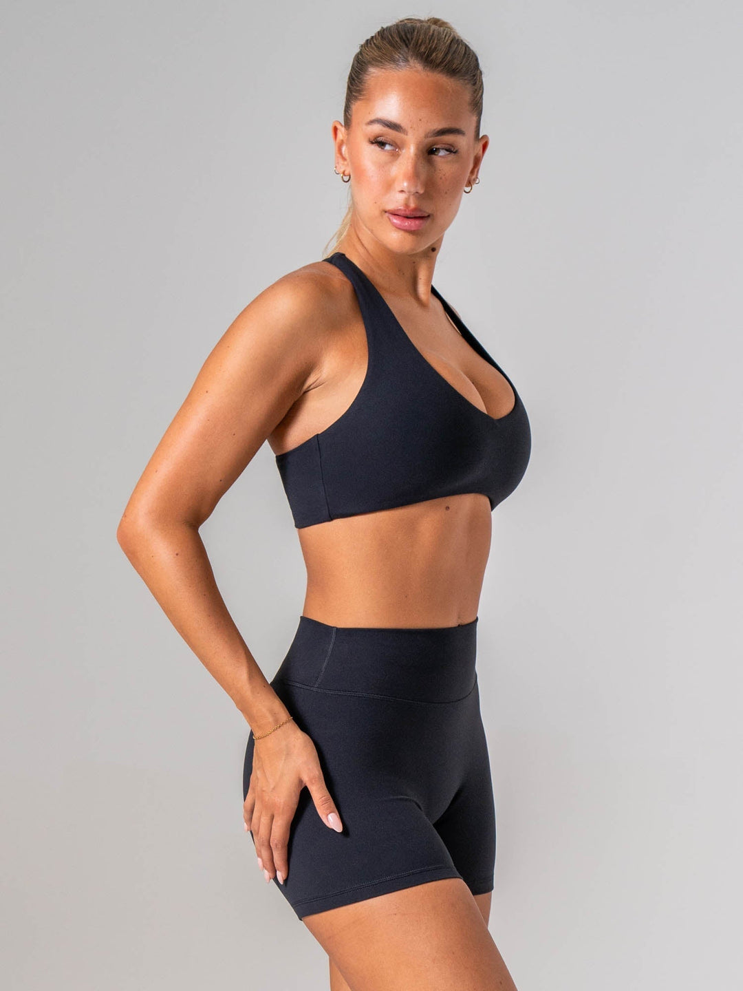 NKD Luxe V Neck Bra - Black Clothing Ryderwear 