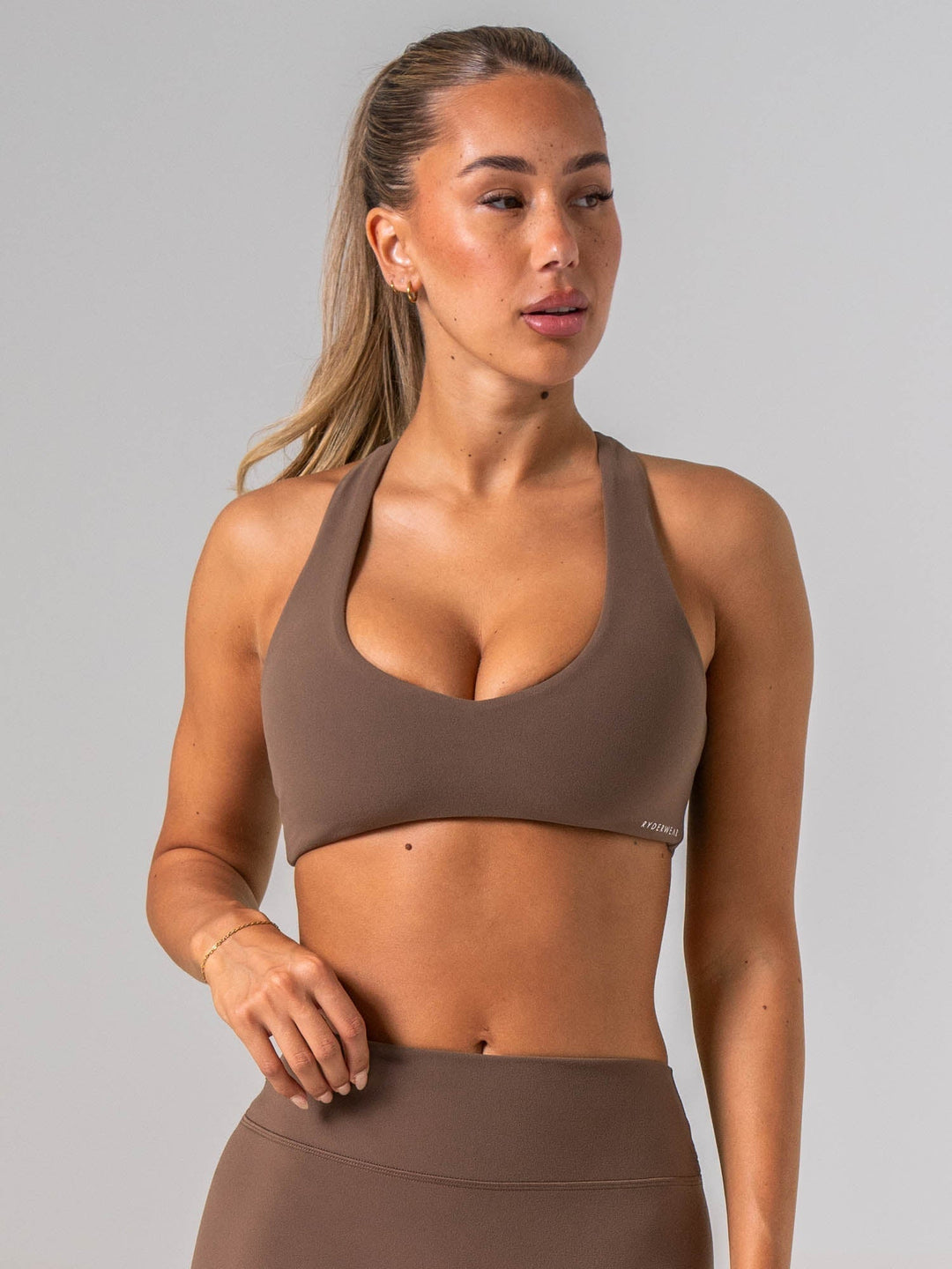 NKD Luxe V Neck Bra - Chocolate Clothing Ryderwear 