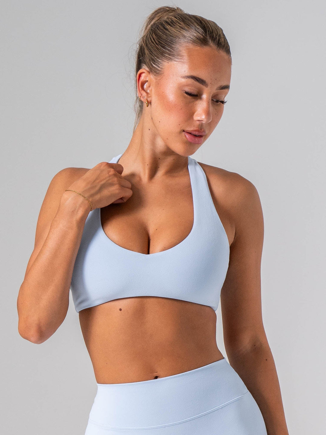 NKD Luxe V Neck Bra - Sky Blue Clothing Ryderwear 