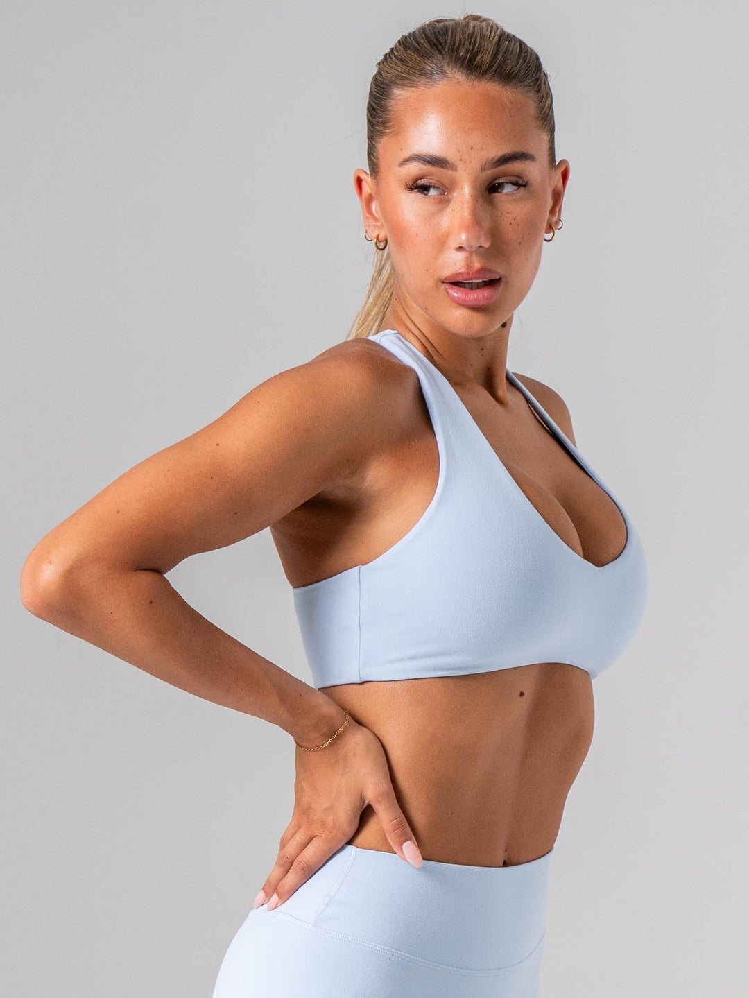 NKD Luxe V Neck Bra - Sky Blue Clothing Ryderwear 