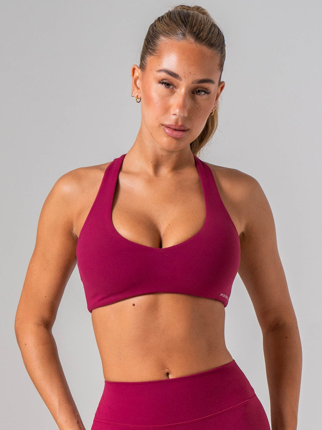 NKD Luxe V Neck Bra - Wine Clothing Ryderwear 
