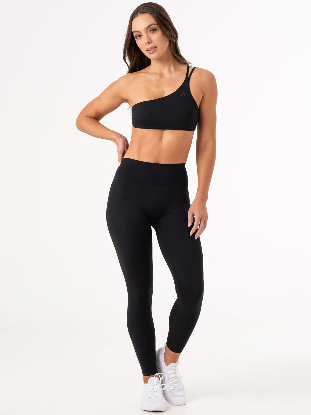 NKD One Shoulder Sports Bra - Black Clothing Ryderwear 