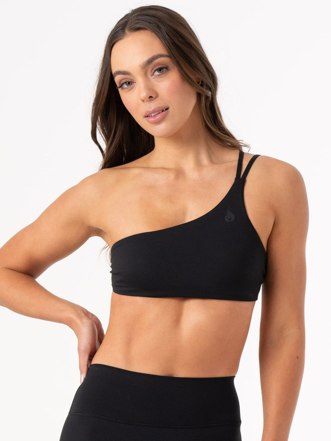 NKD One Shoulder Sports Bra - Black Clothing Ryderwear 