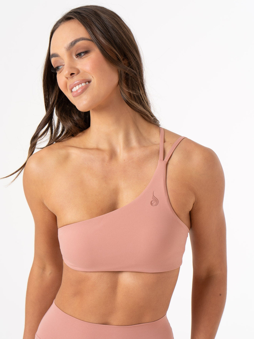 NKD One Shoulder Sports Bra - Dusty Pink Clothing Ryderwear 