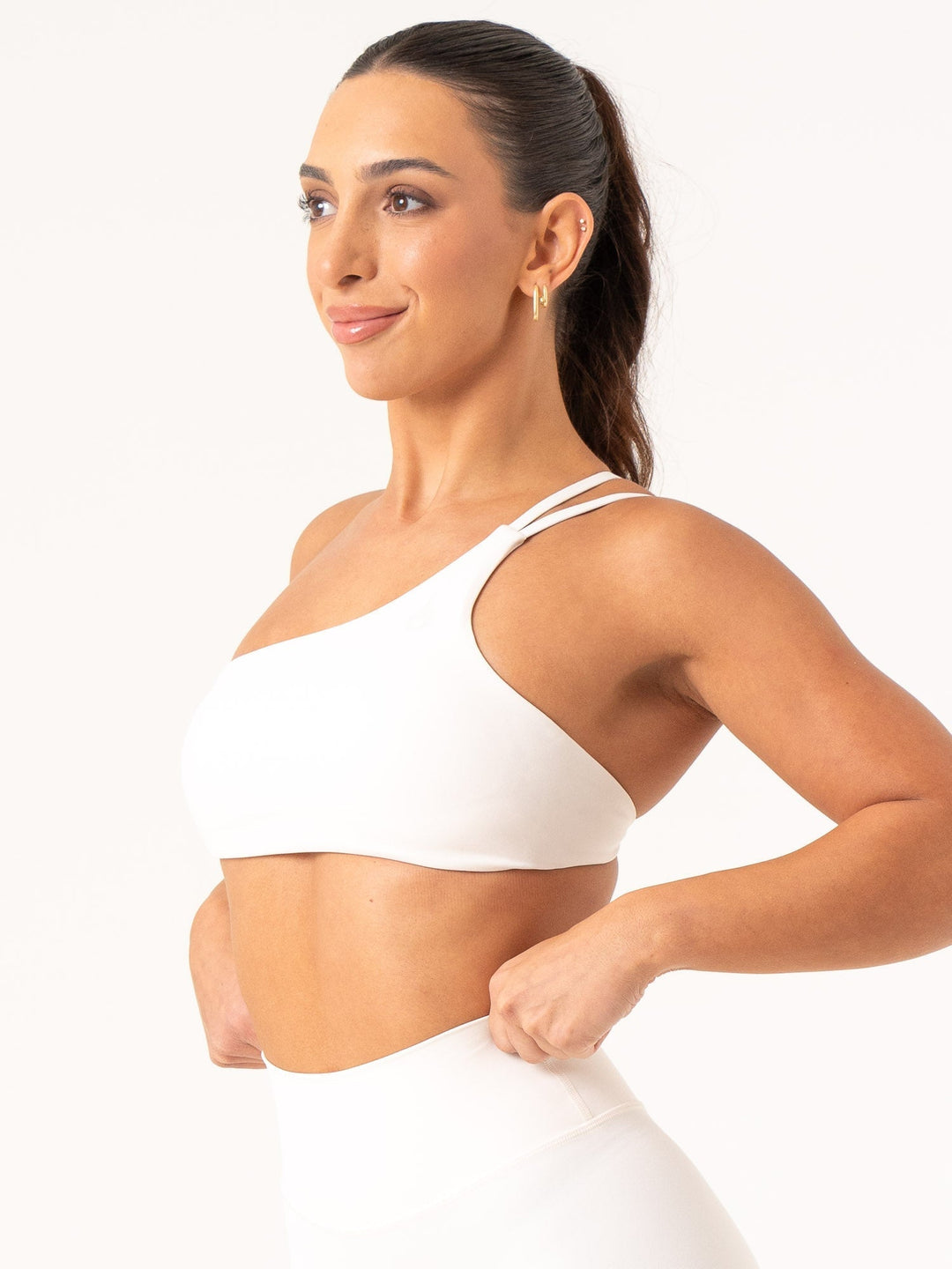 NKD One Shoulder Sports Bra - Off White Clothing Ryderwear 