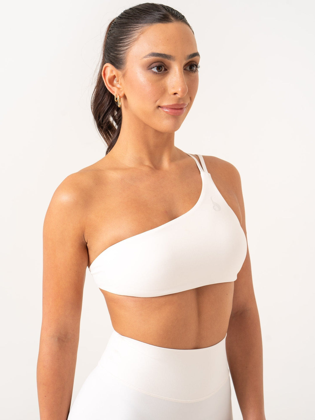 NKD One Shoulder Sports Bra - Off White Clothing Ryderwear 