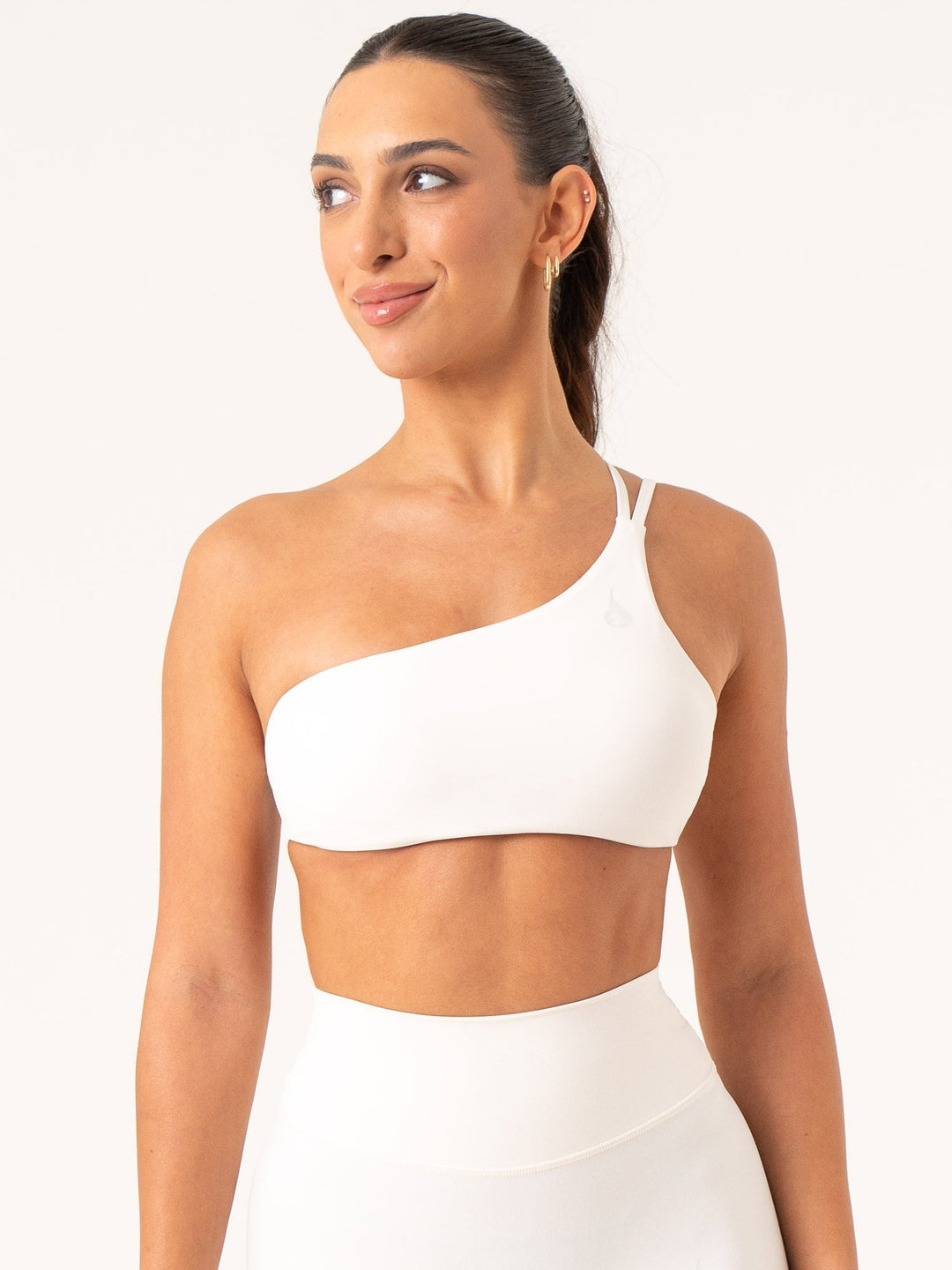 NKD One Shoulder Sports Bra - Off White Clothing Ryderwear 