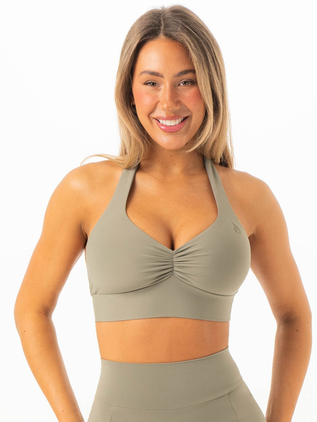 NKD Scrunch Halter Bra - Khaki Clothing Ryderwear 