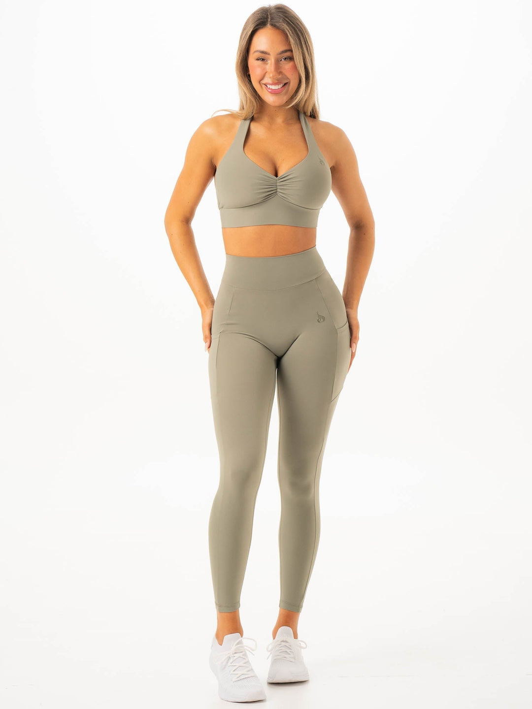 NKD Scrunch Halter Bra - Khaki Clothing Ryderwear 
