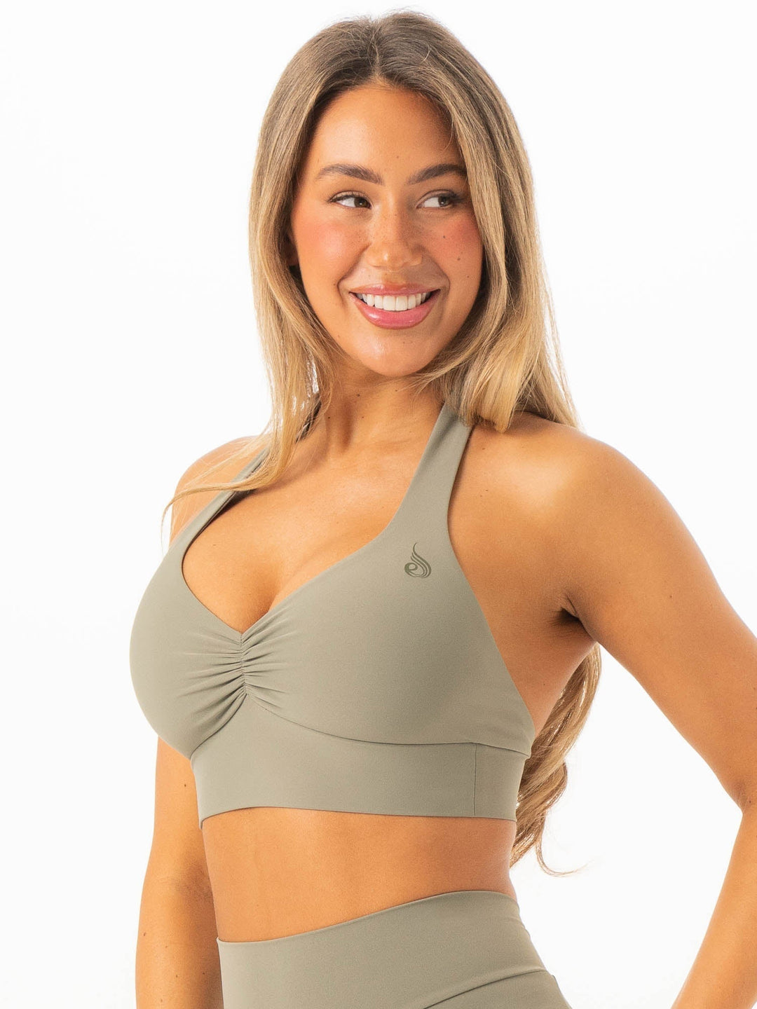 NKD Scrunch Halter Bra - Khaki Clothing Ryderwear 