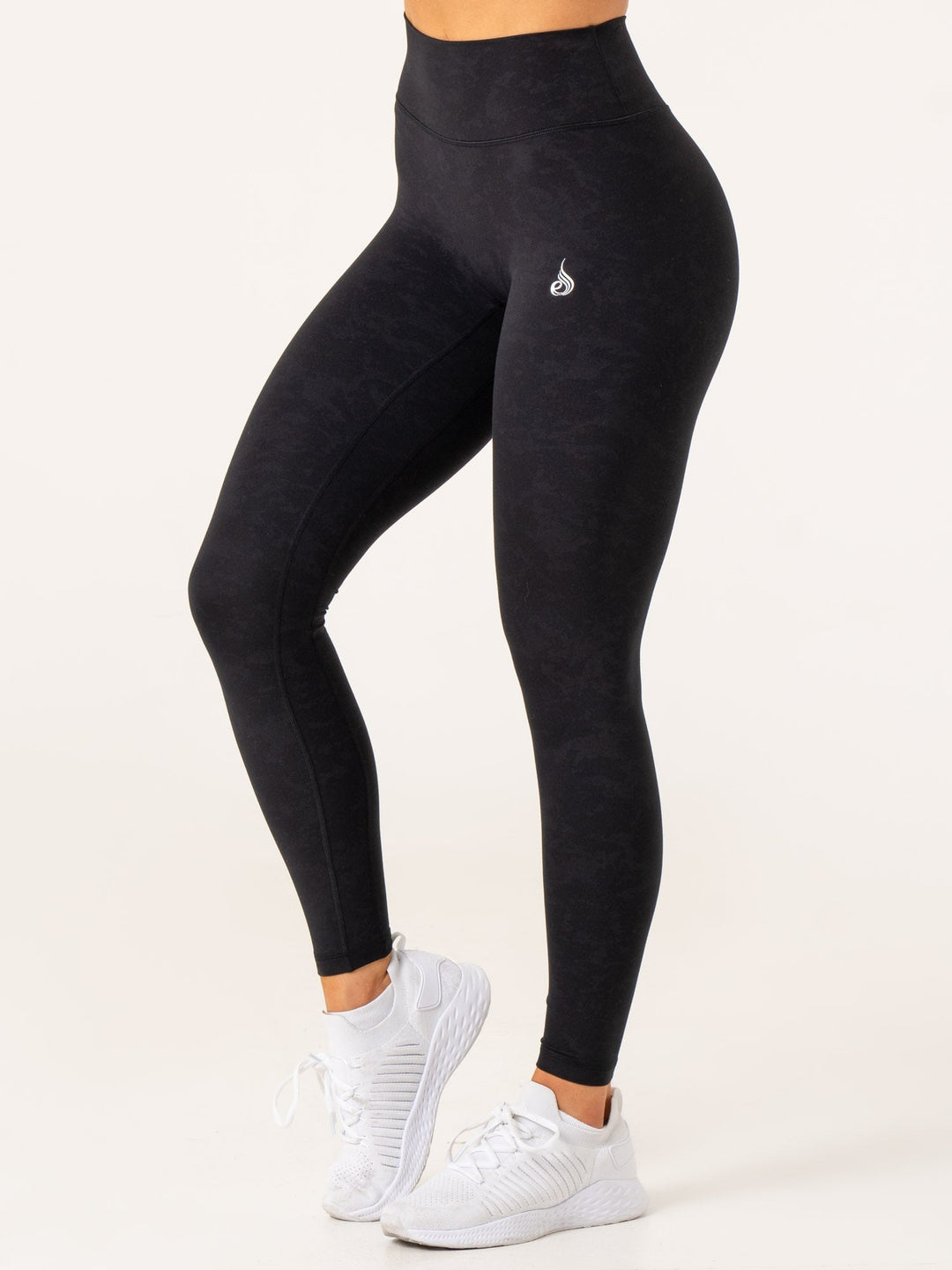 NKD Stonewash High Waisted Leggings - Black Stonewash Clothing Ryderwear 