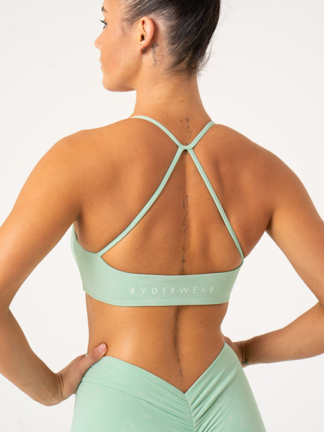 NKD Stonewash Sports Bra - Mint Stonewash Clothing Ryderwear 