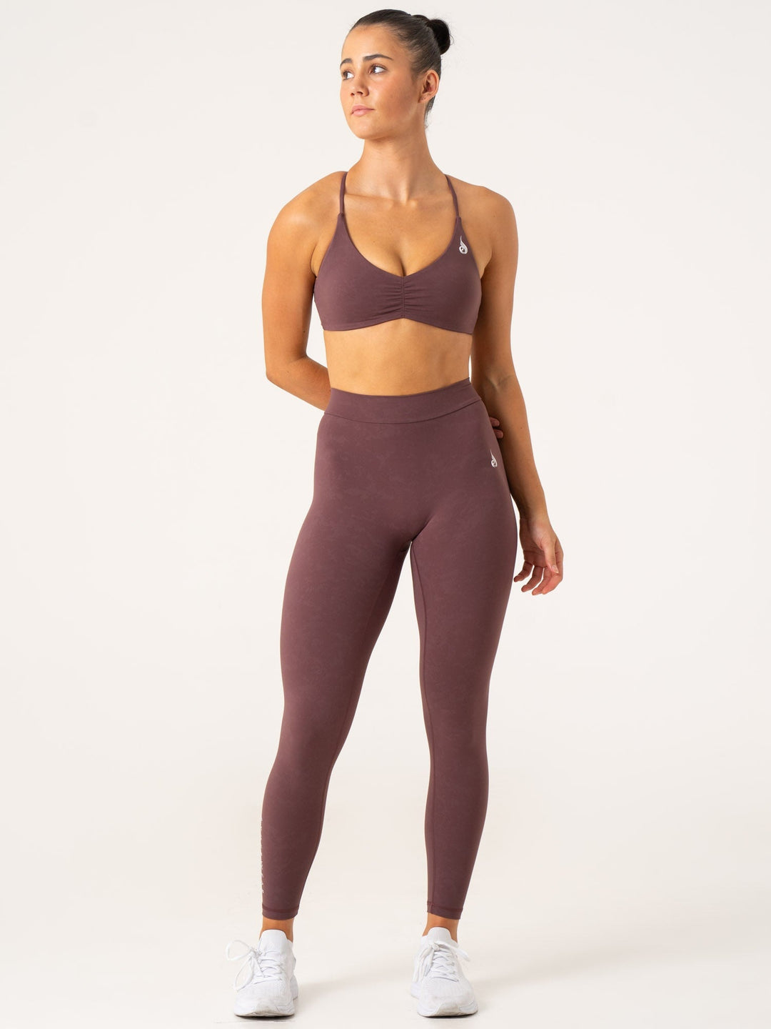 NKD Stonewash V Scrunch Leggings - Chocolate Stonewash Clothing Ryderwear 