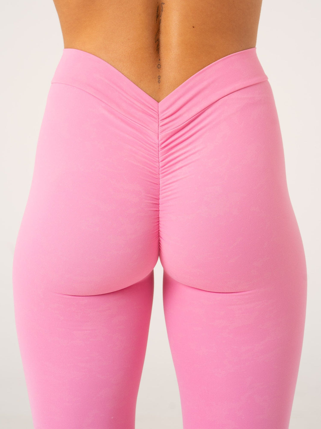NKD Stonewash V Scrunch Leggings - Pink Stonewash Clothing Ryderwear 