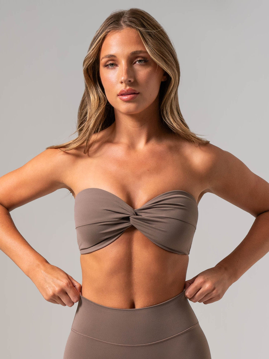 NKD Twist Front Bandeau - Cocoa Clothing Ryderwear 