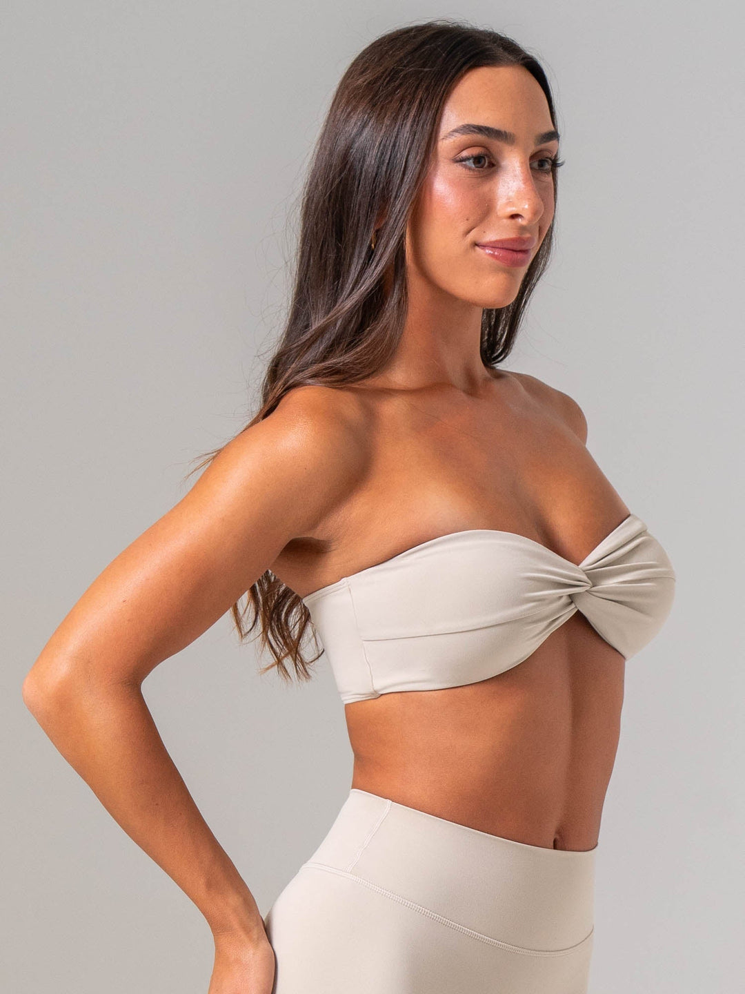 NKD Twist Front Bandeau - Oat Milk Clothing Ryderwear 
