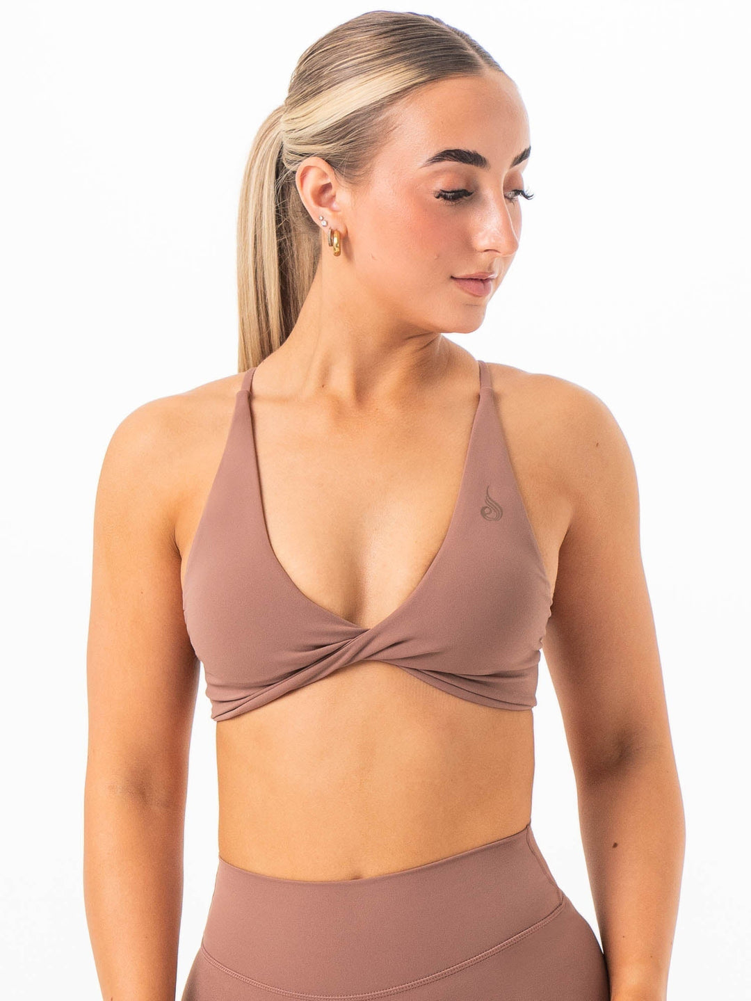 NKD Twist Sports Bra - Mocha Clothing Ryderwear 