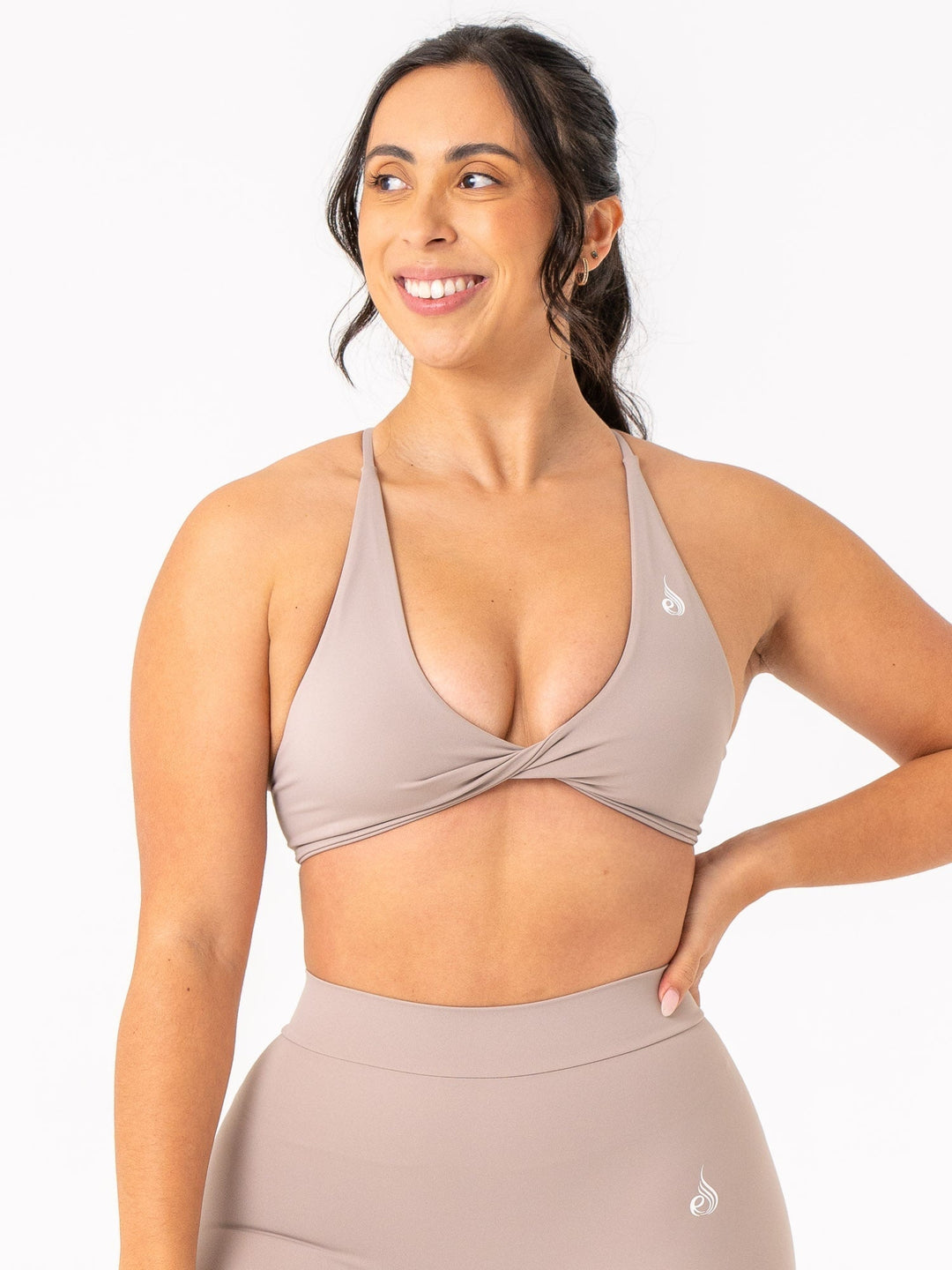 NKD Twist Sports Bra - Taupe Clothing Ryderwear 