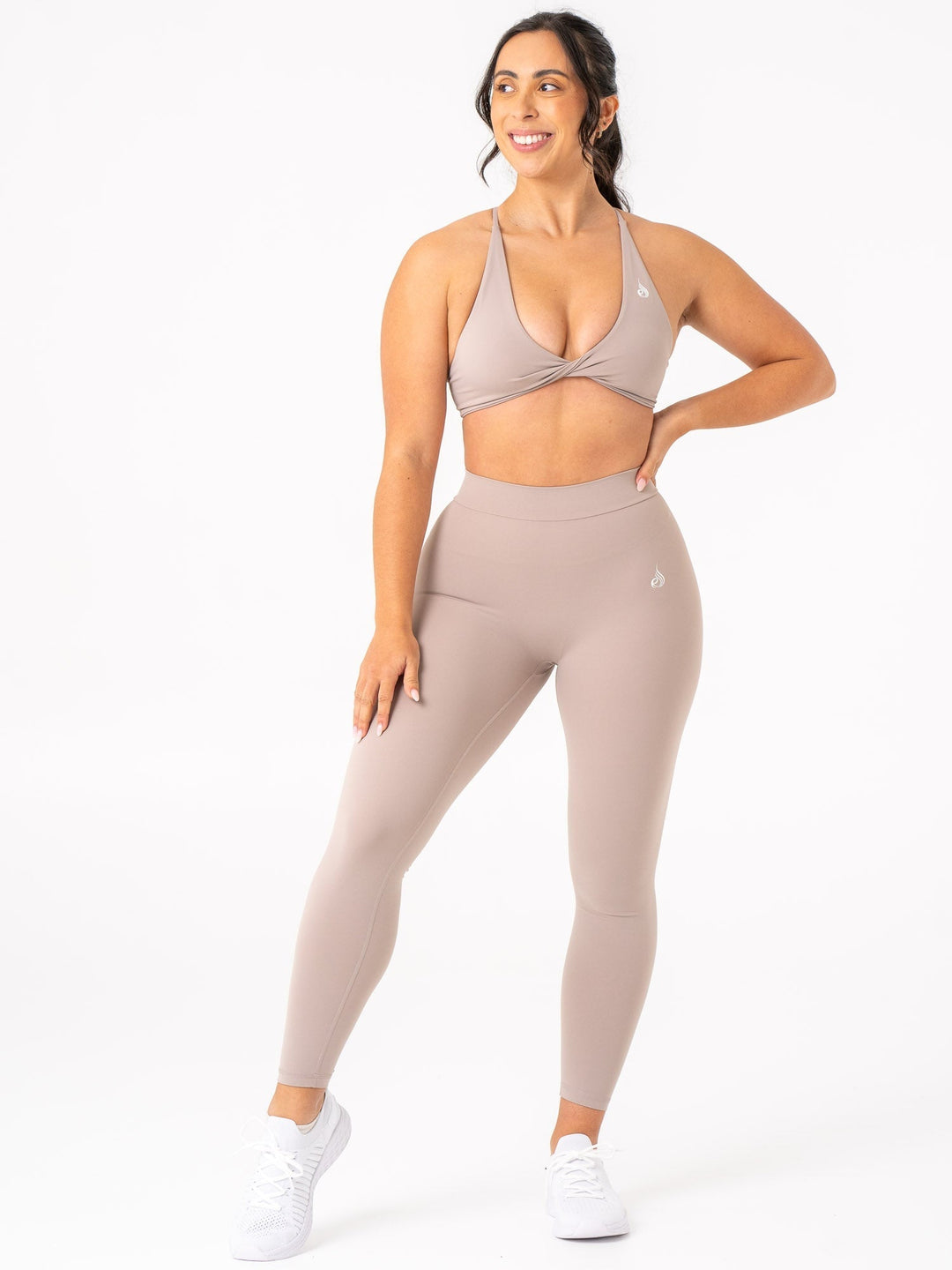 NKD Twist Sports Bra - Taupe Clothing Ryderwear 