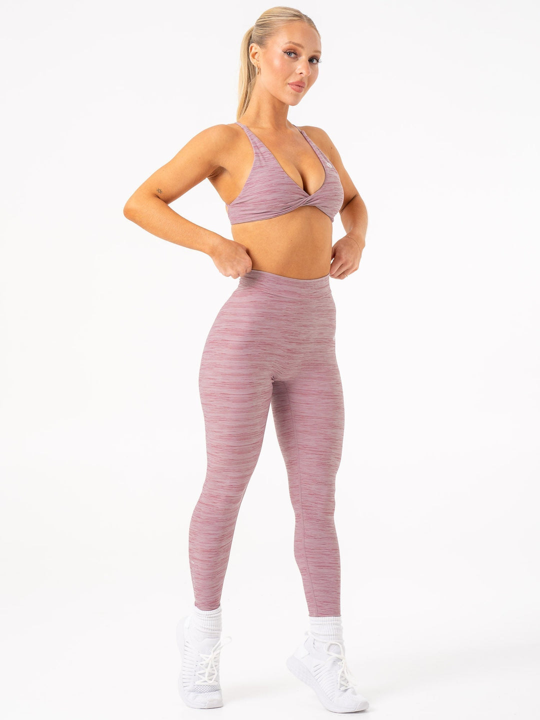 NKD V Scrunch Leggings - Mauve Marl Clothing Ryderwear 