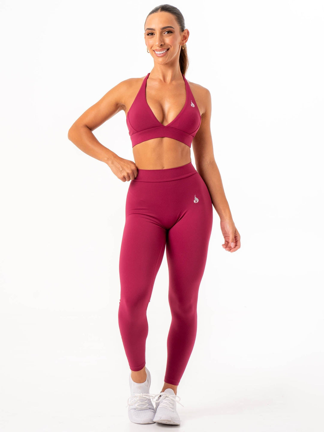 NKD V Scrunch Leggings - Wine Clothing Ryderwear 