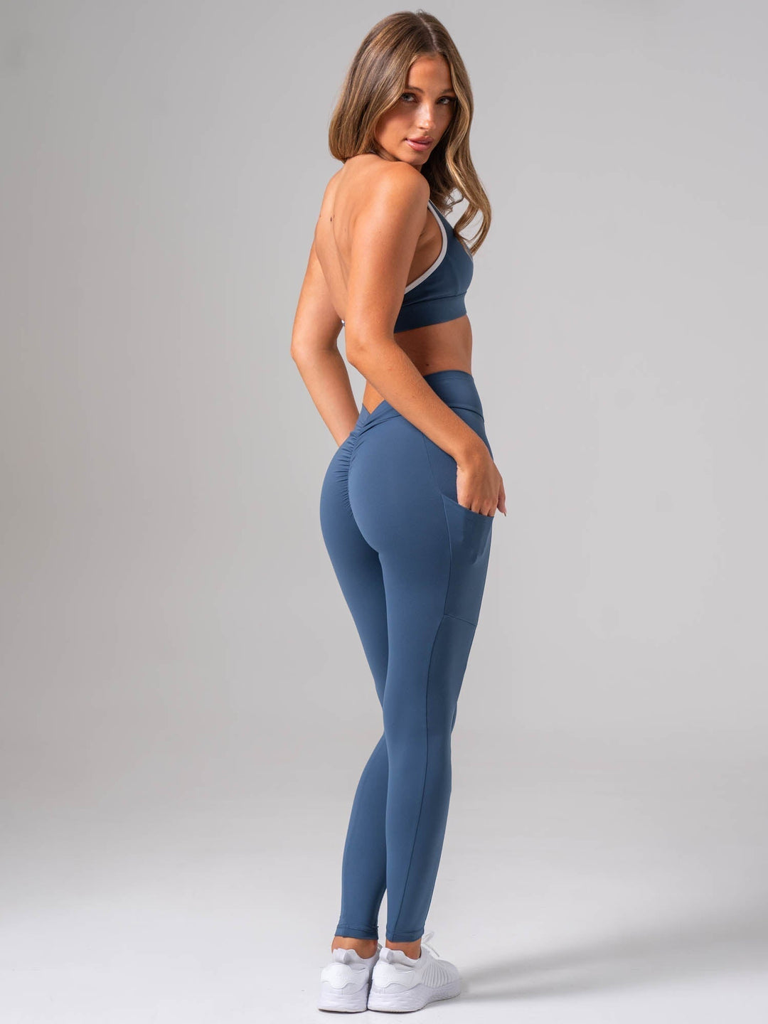 NKD V Scrunch Pocket Leggings - Deep Sea Clothing Ryderwear 