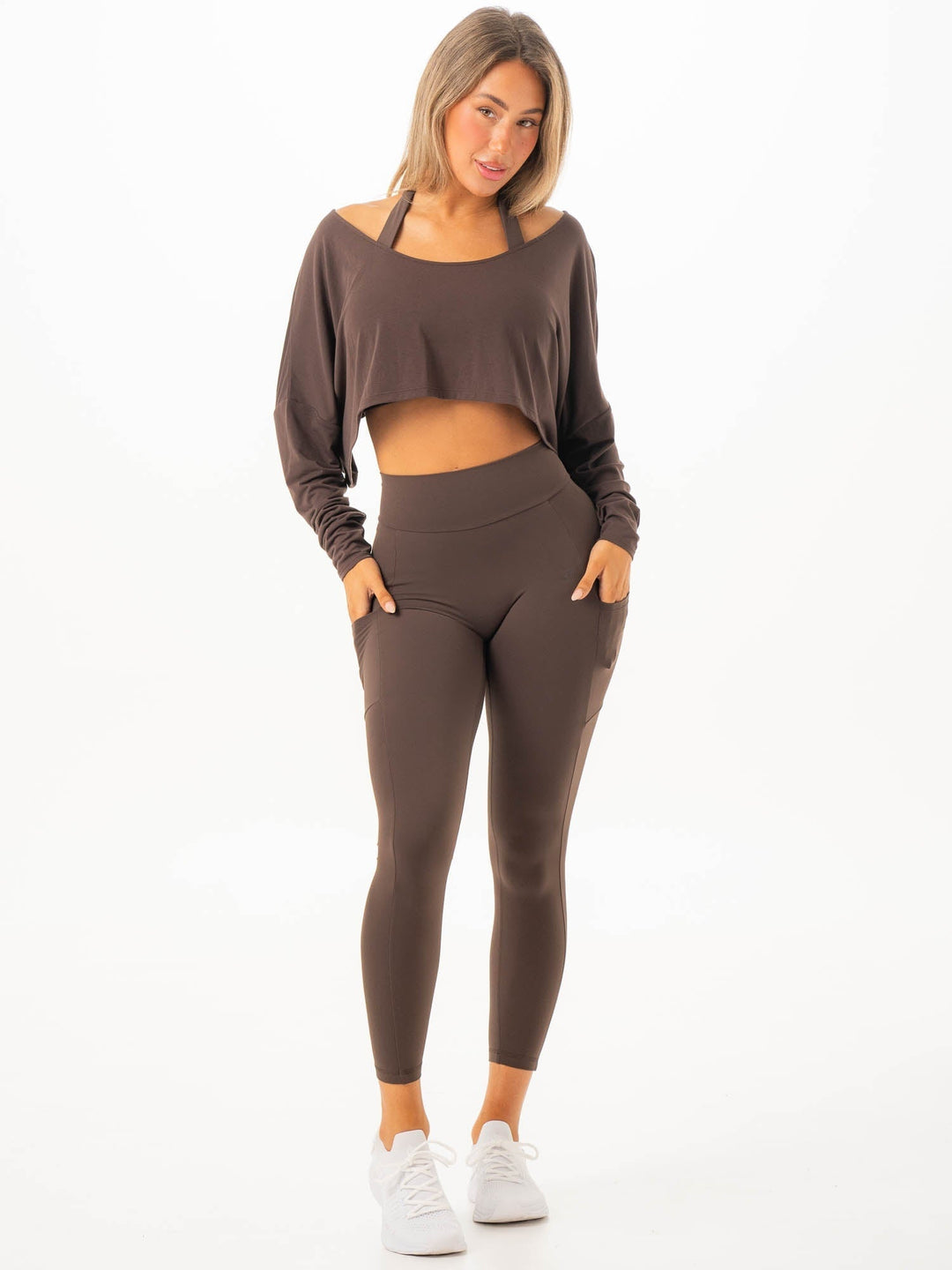 NKD V Scrunch Pocket Leggings - Espresso Clothing Ryderwear 
