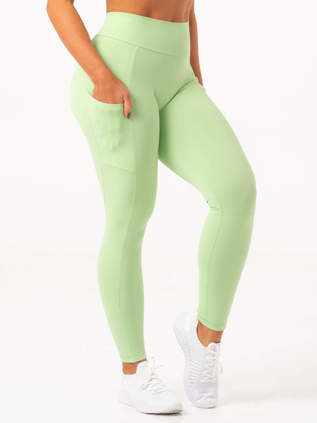 NKD V Scrunch Pocket Leggings - Green Glow Clothing Ryderwear 