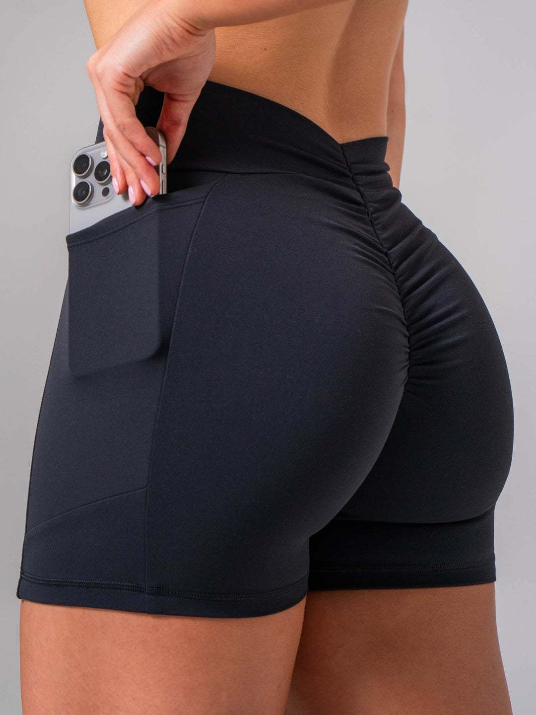 NKD V Scrunch Pocket Shorts - Midnight Black Clothing Ryderwear 