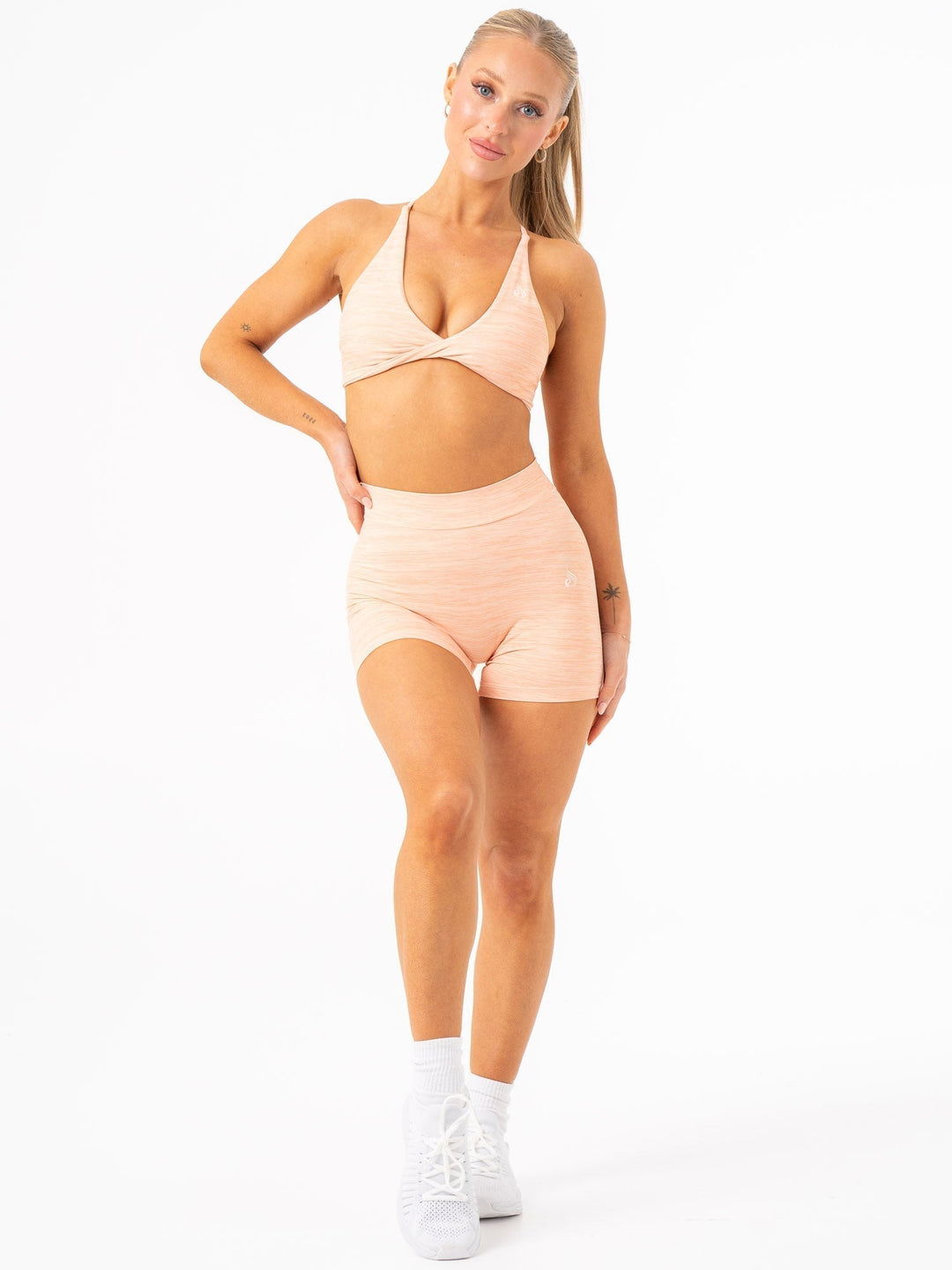 NKD V Scrunch Shorts - Blush Marl Clothing Ryderwear 