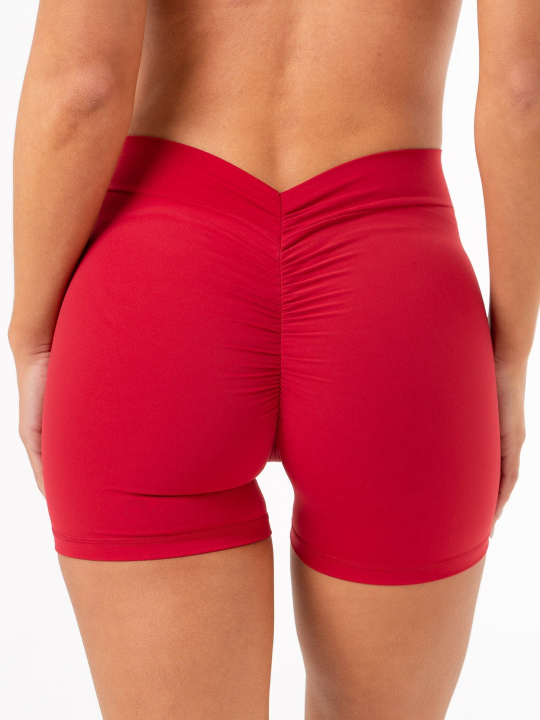 NKD V Scrunch Shorts - Cherry Red Clothing Ryderwear 