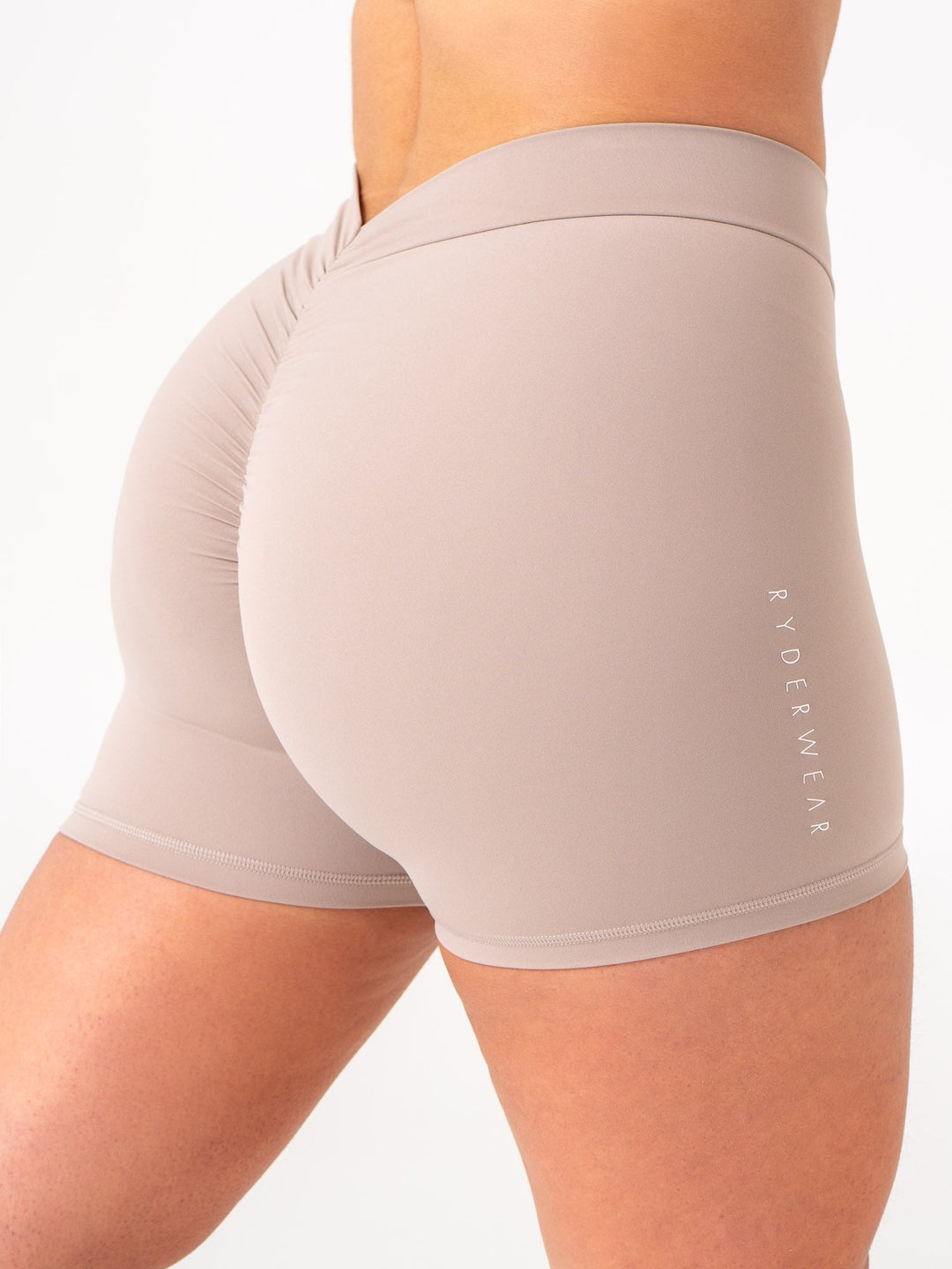 NKD V Scrunch Shorts - Taupe Clothing Ryderwear 