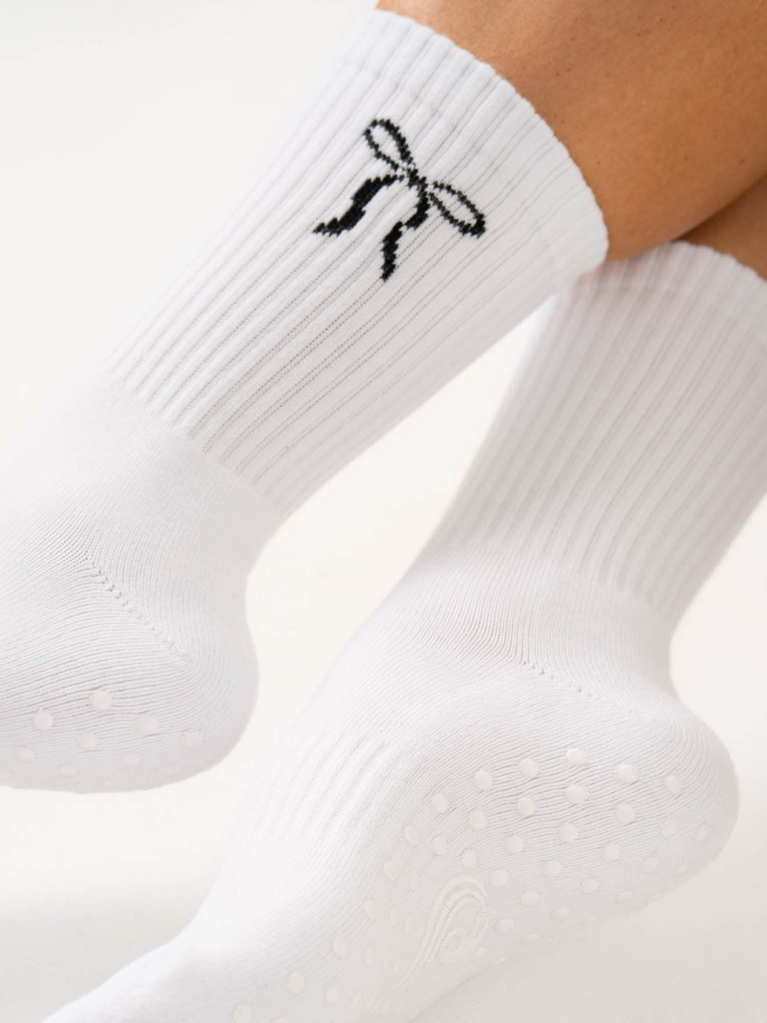 Pilates Bow Crew Socks - White Ryderwear Staging AU 