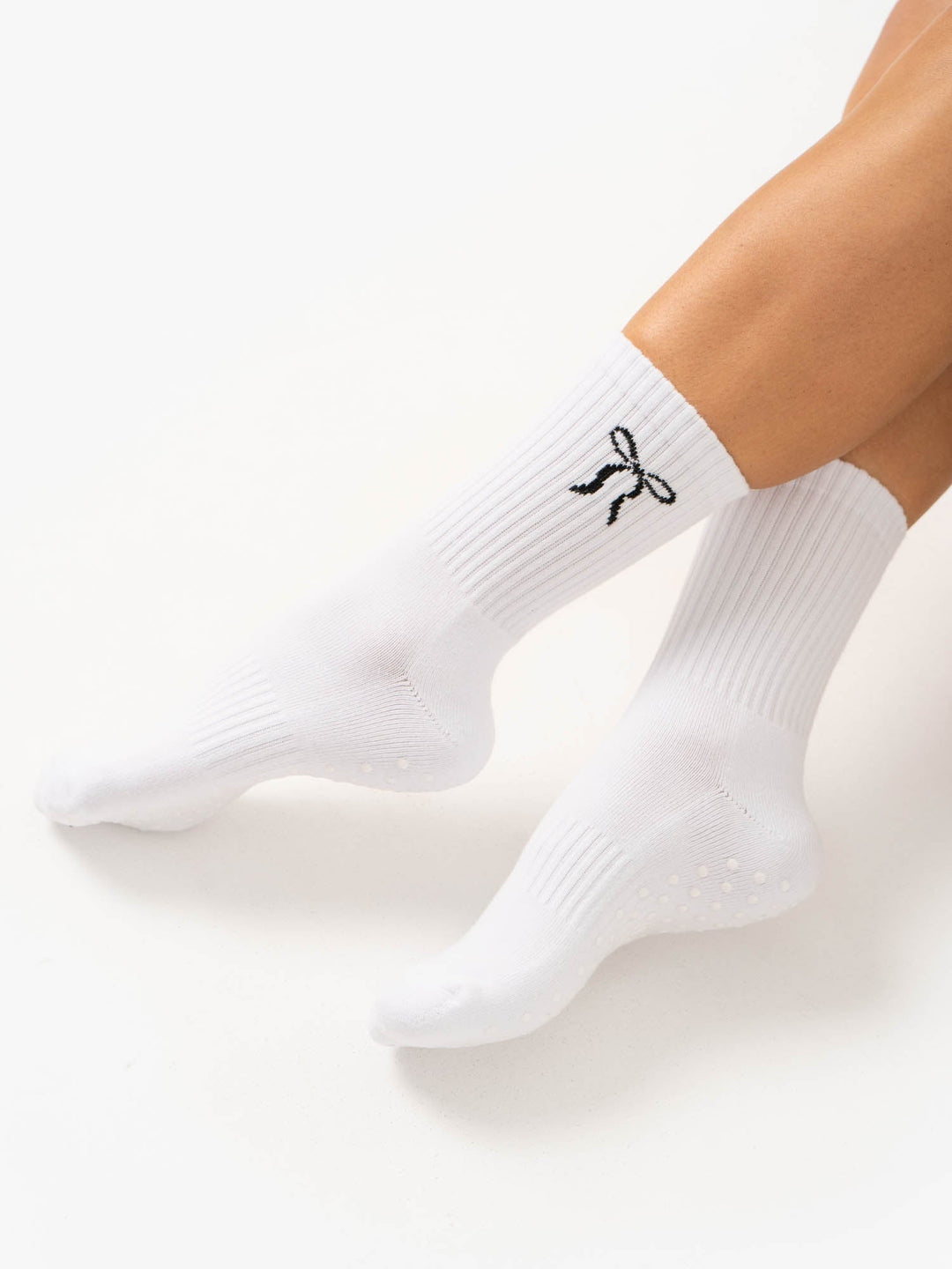 Pilates Bow Crew Socks - White Ryderwear Staging AU 