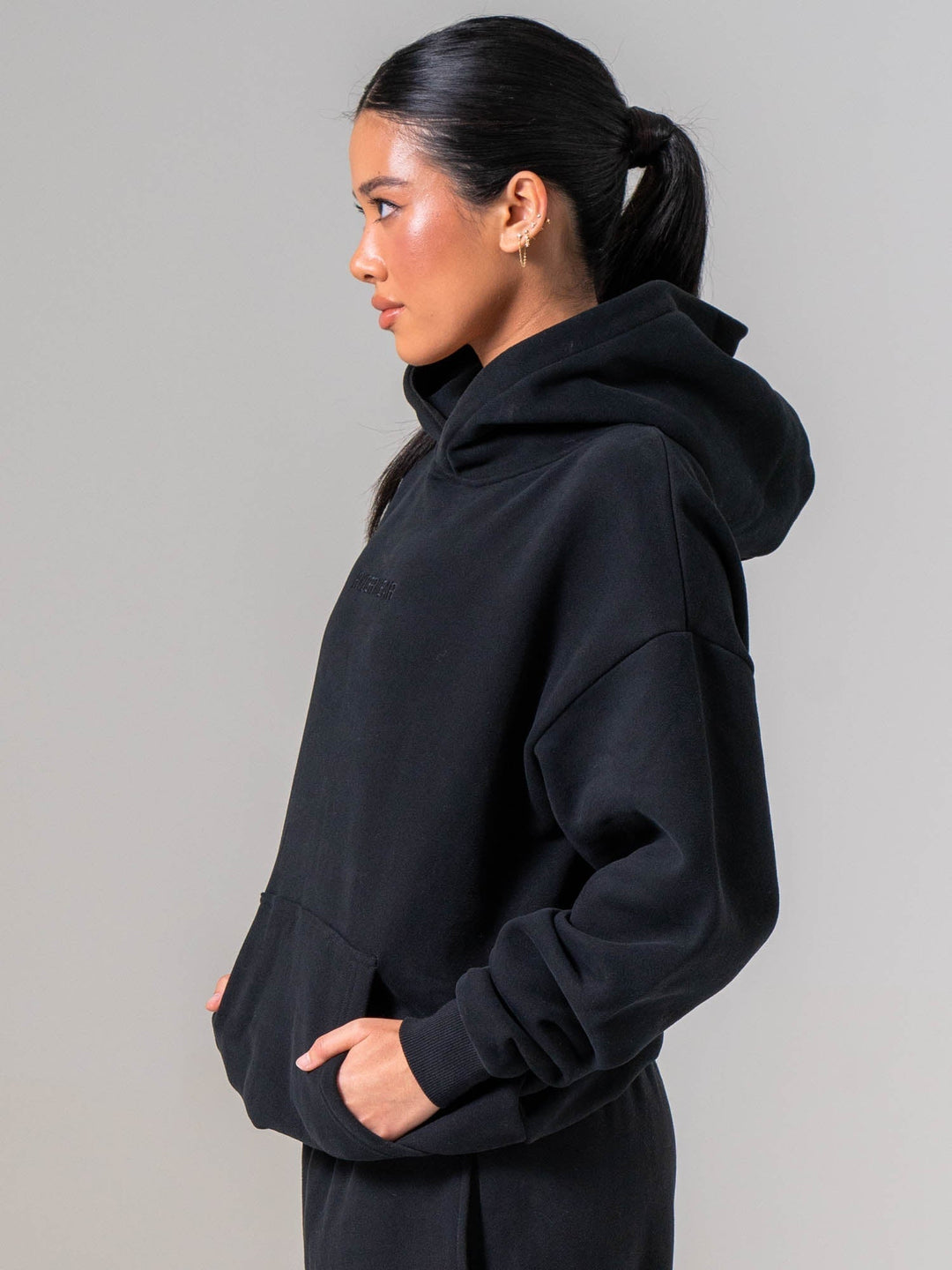 Plush Hoodie - Black Clothing Ryderwear 