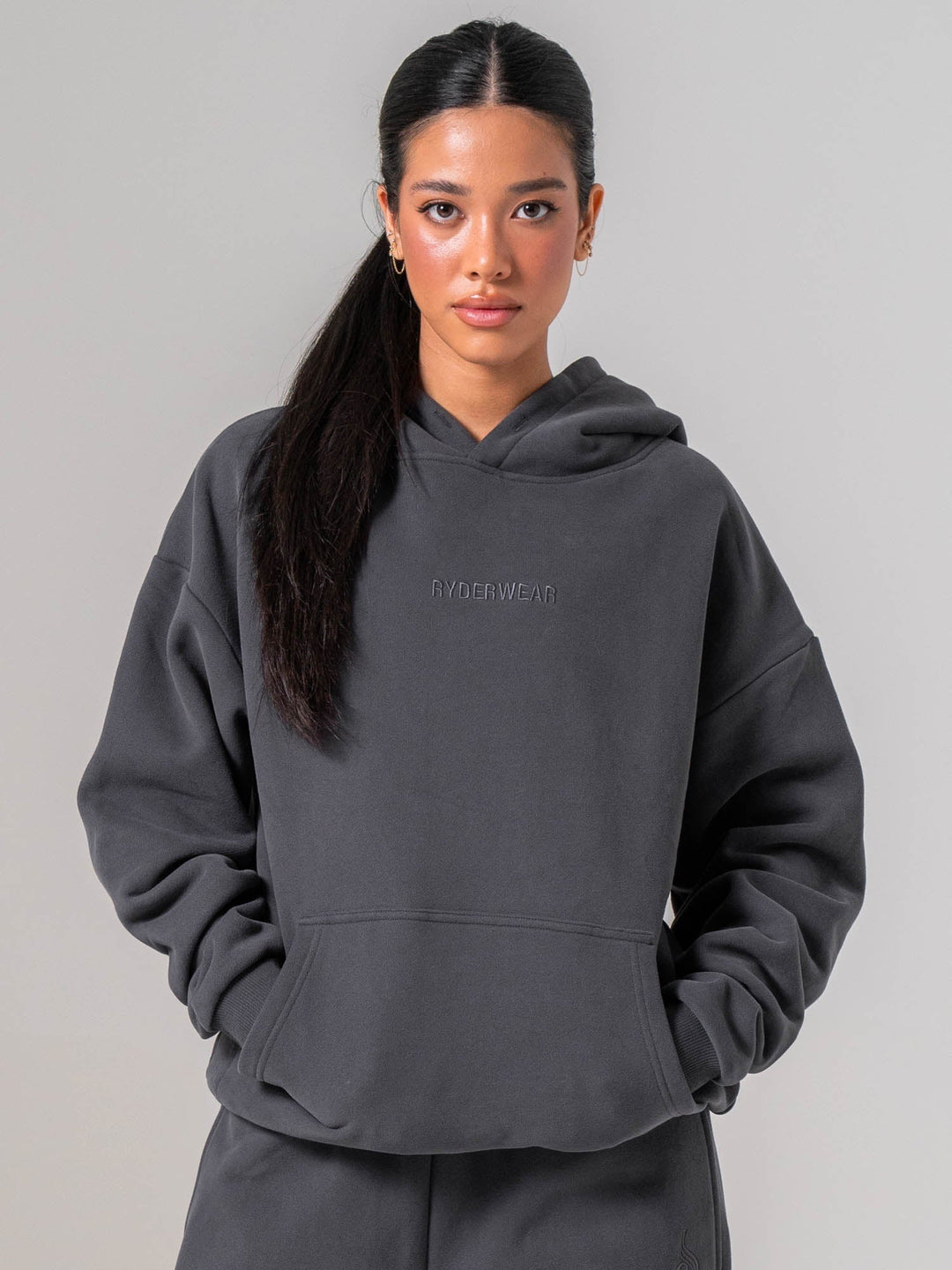 Plush Hoodie - Charcoal Clothing Ryderwear 