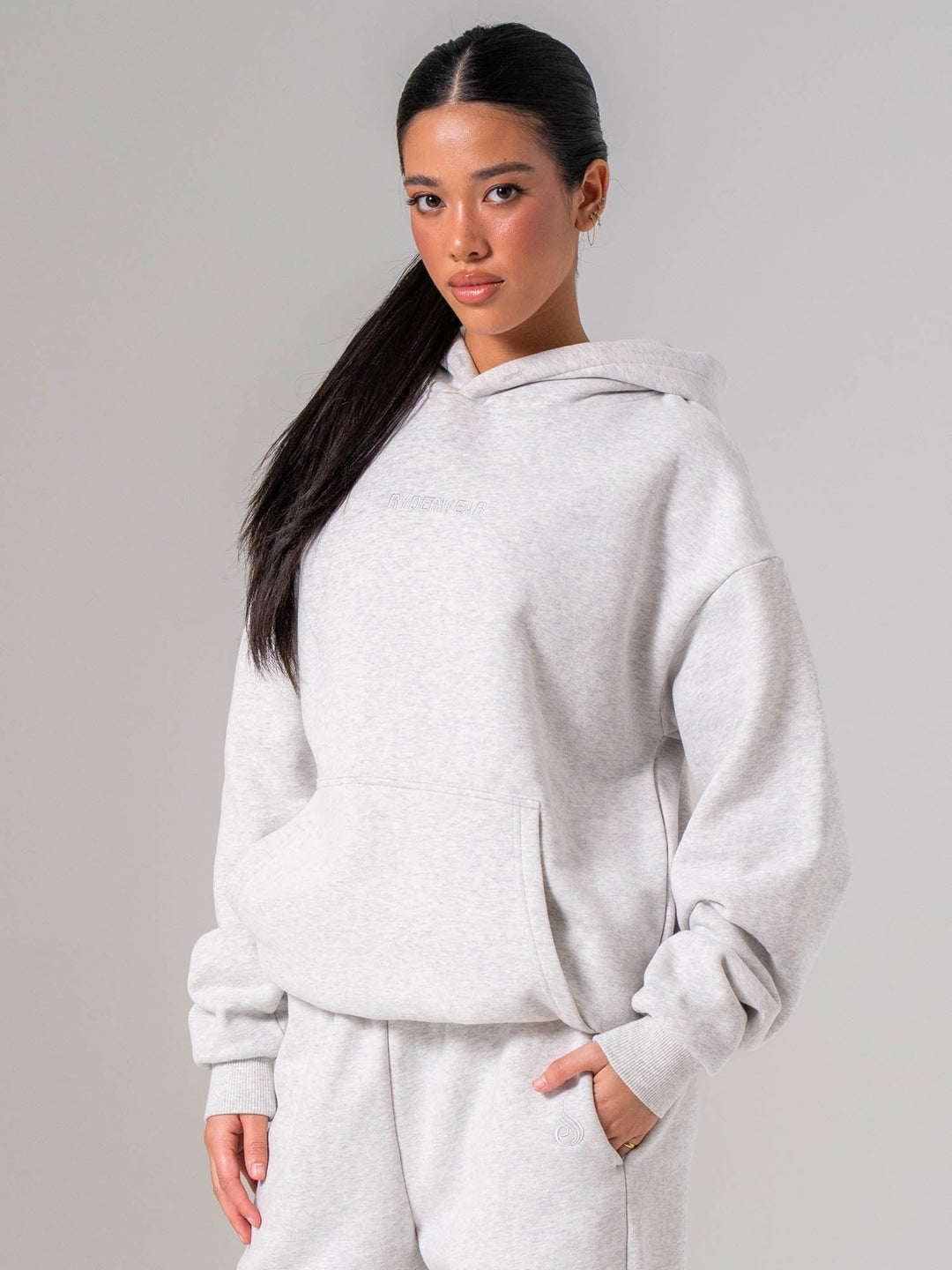 Plush Hoodie - Snow Marl Clothing Ryderwear 