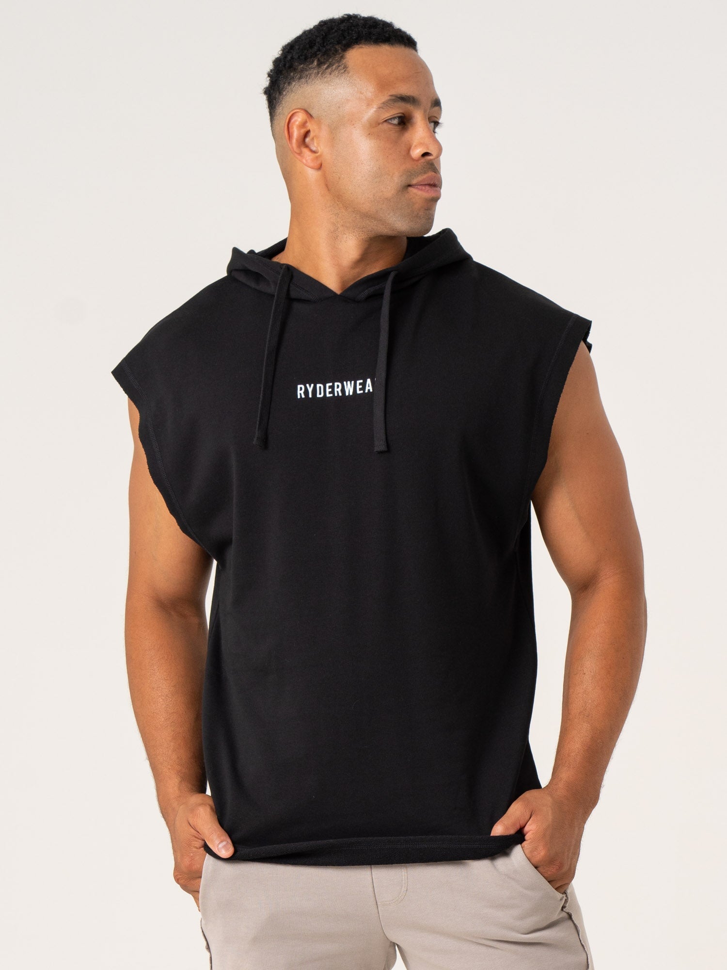 Pursuit Fleece Sleeveless Hoodie - Black - Ryderwear
