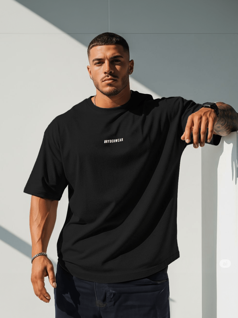 Pursuit Oversized T-Shirt - Black Stonewash Clothing Ryderwear 