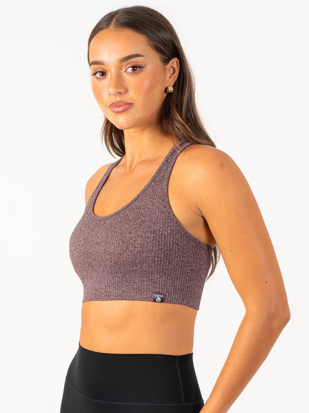 Rib Seamless Sports Bra - Chocolate Marl Clothing Ryderwear 