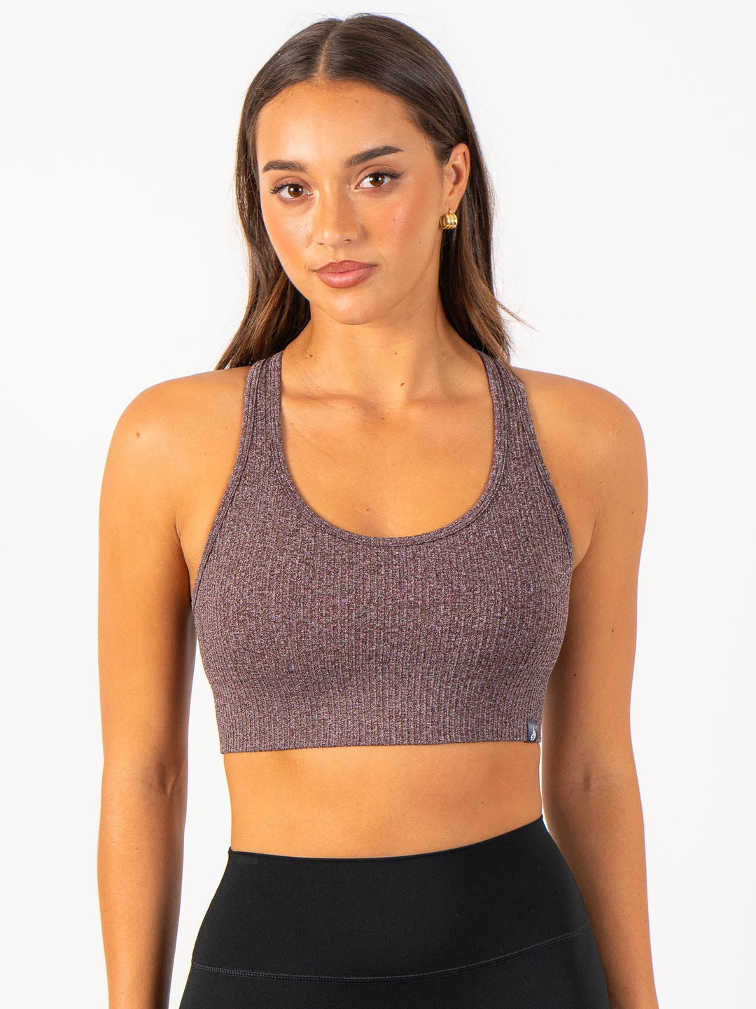 Rib Seamless Sports Bra - Chocolate Marl Clothing Ryderwear 