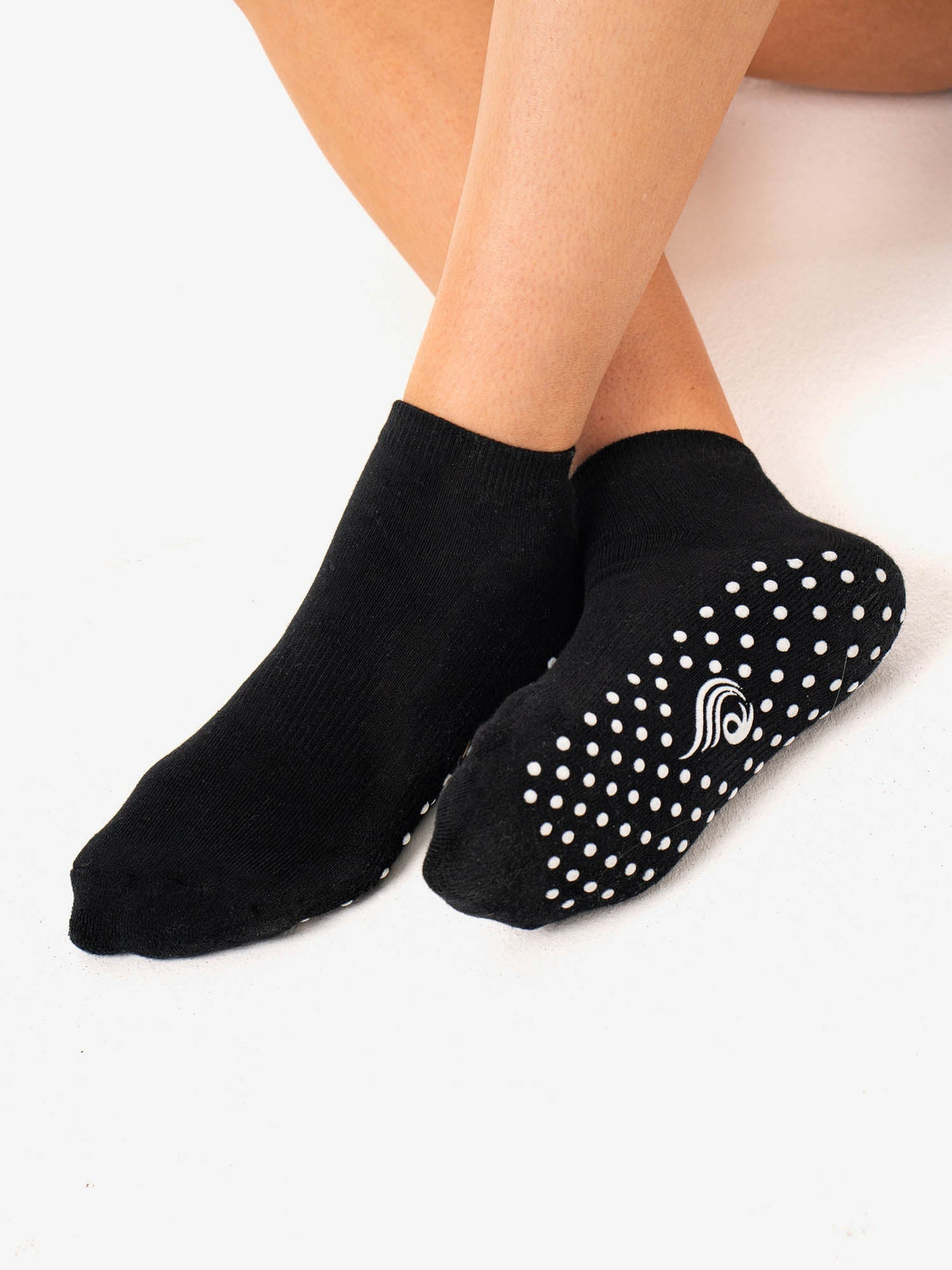 gymnastics ankle socks with rubber grips RW Pilates Ankle Grip Socks Black Ryderwear