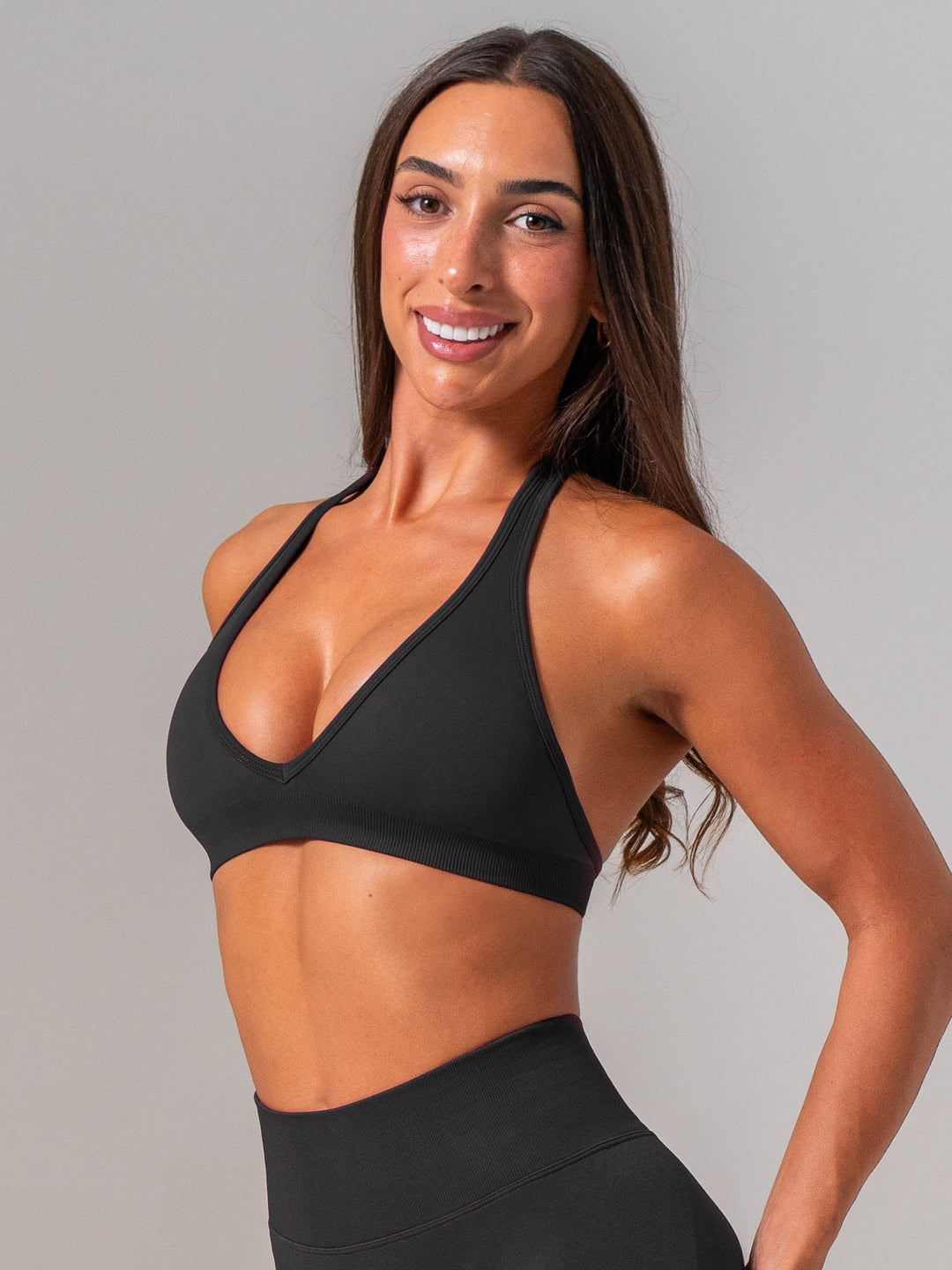Sculpt Seamless Halter Bra - Black Clothing Ryderwear 